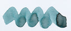 Wavy blue green line on a white background. Diamine Celadon Cat fountain pen ink colour swatch.