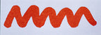 Wavy orange line on a white background. Diamine Gerbera fountain pen ink colour swatch.