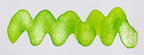 Wavy green line on a white background. Diamine Neon Lime fountain pen ink colour swatch.
