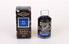 Diamine Blue Flame fountain pen ink bottle and packaging on a white background.