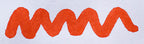 Wavy orange line on a white background. Diamine Vermillion fountain pen ink colour swatch.