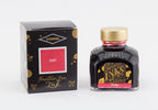 Diamine Ruby fountain pen ink bottle and packaging on a white background.