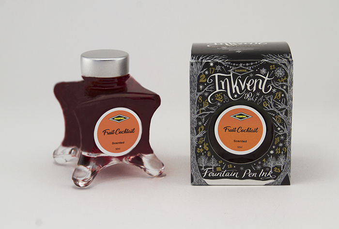 Diamine Fruit Cocktail fountain pen ink bottle and packaging on a white background.