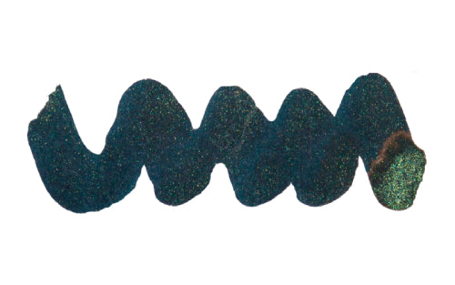 Wavy navy blue line on a white background. Diamine Nightfall fountain pen ink colour swatch.