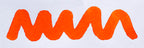 Wavy orange line on a white background. Diamine Pumpkin fountain pen ink colour swatch.