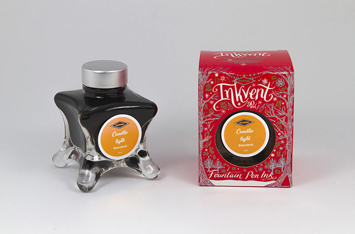 Diamine Candlelight fountain pen ink bottle and packaging on a white background.