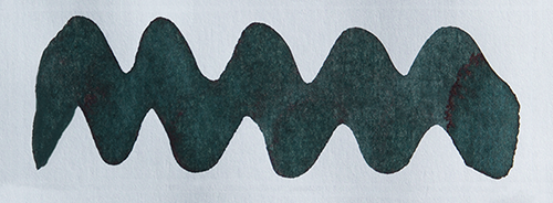 Wavy Teal line on a white background. Diamine Tariff Teal fountain pen ink colour swatch.