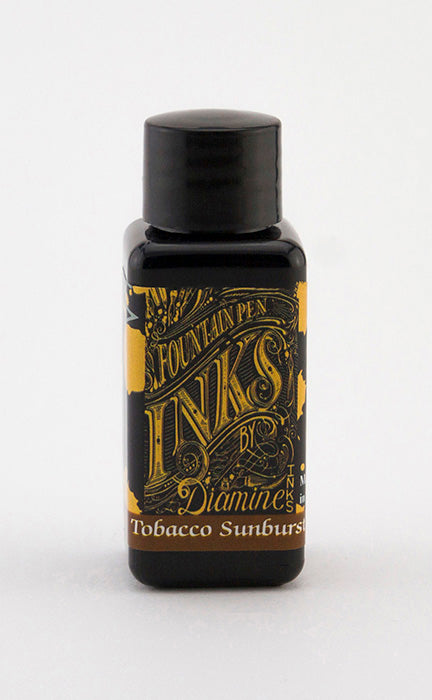 Diamine Tobacco Sunburst fountain pen ink bottle and packaging on a white background.