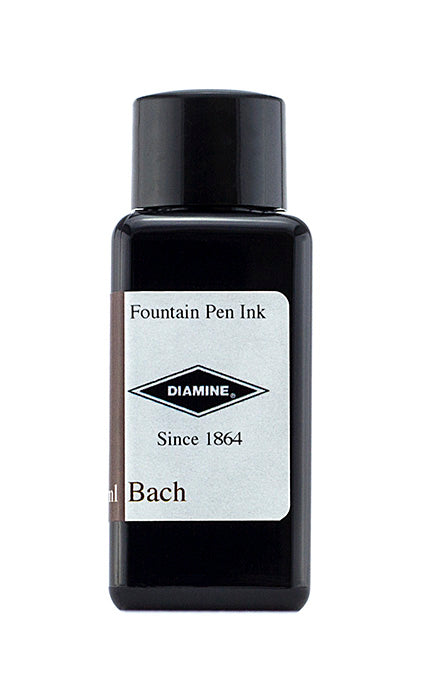 Diamine Bach fountain pen ink bottle and packaging on a white background.
