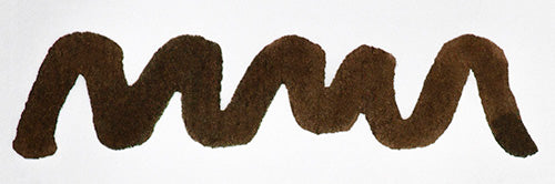 Wavy brown line on a white background. Diamine Espresso fountain pen ink colour swatch.