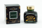 Diamine Green Black fountain pen ink bottle and packaging on a white background.