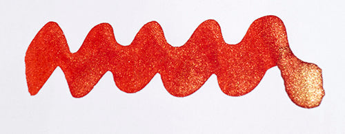 Wavy orange line on a white background. Diamine Firefly fountain pen ink colour swatch.