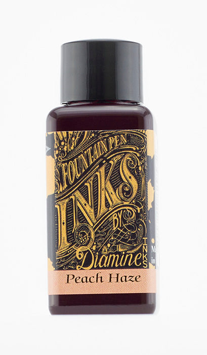 Diamine Peach Haze fountain pen ink bottle and packaging on a white background.