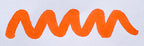 Wavy orange line on a white background. Diamine Peach Haze fountain pen ink colour swatch.