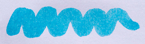 Wavy blue line on a white background. Diamine Beau Blue fountain pen ink colour swatch.