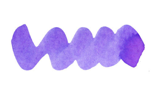 Wavy purple line on a white background. Diamine Jacaranda fountain pen ink colour swatch.