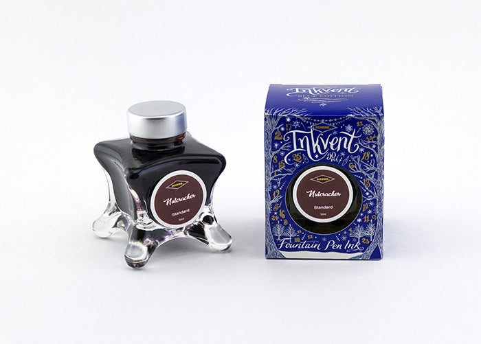 Diamine Nutcracker fountain pen ink bottle and packaging on a white background.