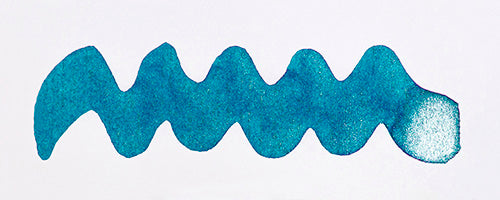 Wavy blue line on a white background. Diamine Arctic Blue fountain pen ink colour swatch.