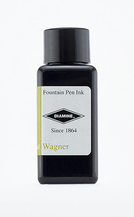 Diamine Wagner fountain pen ink bottle and packaging on a white background.