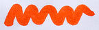 Wavy orange line on a white background. Diamine Sunset fountain pen ink colour swatch.