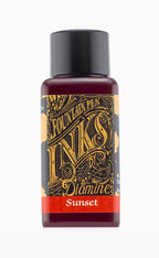 Diamine Sunset fountain pen ink bottle and packaging on a white background.