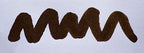 Wavy brown line on a white background. Diamine Macassar fountain pen ink colour swatch.