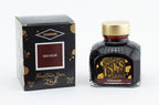 Diamine Macassar fountain pen ink bottle and packaging on a white background.