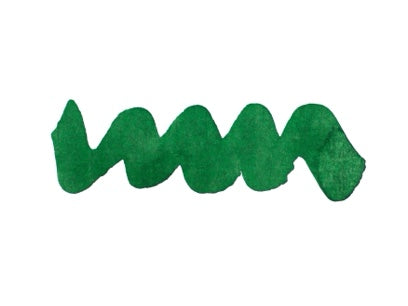 Wavy green line on a white background. Diamine Amazonia Forever Ink fountain pen ink colour swatch.