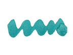 Wavy blue line on a white background. Diamine Aqua Surf fountain pen ink colour swatch.