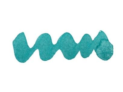 Wavy blue line on a white background. Diamine Aqua Surf fountain pen ink colour swatch.