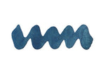 Wavy blue line on a white background. Diamine Blue Indigo Forever Ink fountain pen ink colour swatch.