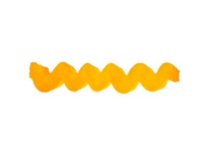 Wavy yellow line on a white background. Diamine Canary Yellow calligraphy and drawing ink colour swatch.