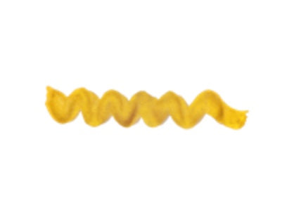Wavy gold line on a white background. Diamine Gold calligraphy and drawing ink colour swatch.
