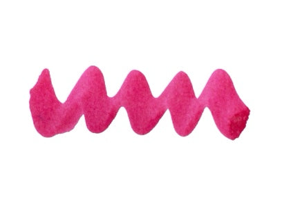 Wavy pink line on a white background. Diamine Hot Magenta Forever Ink fountain pen ink colour swatch.