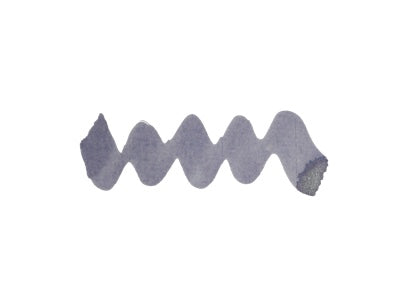 Wavy purple line on a white background. Diamine Icy Lilac fountain pen ink colour swatch.