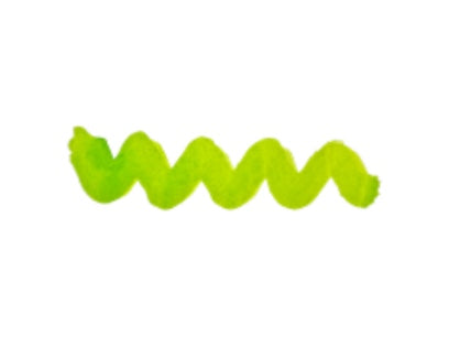 Wavy green line on a white background. Diamine Lime calligraphy and drawing ink colour swatch.