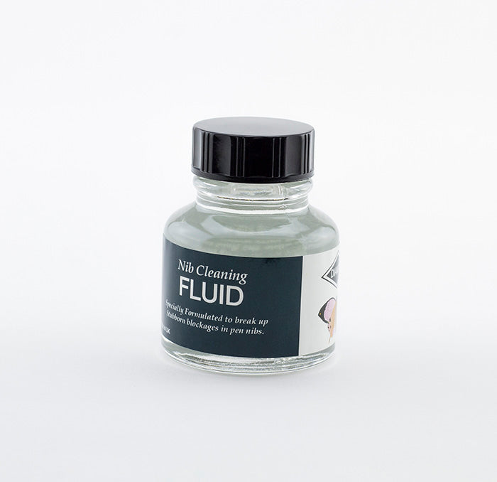 Diamine 30ml glass bottle of Nib Cleaning Fluid on a white background.