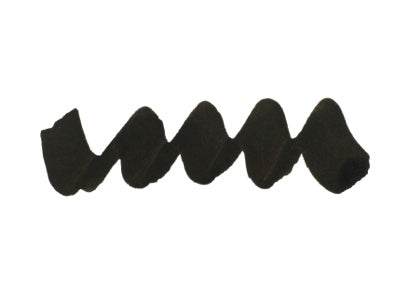 Wavy black line on a white background. Diamine Raven Forever Ink fountain pen ink colour swatch.