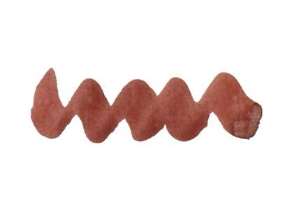 Wavy brown line on a white background. Diamine Red Ochre Forever Ink fountain pen ink colour swatch.