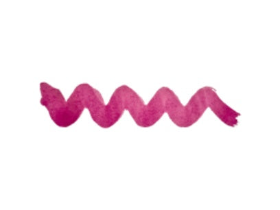 Wavy pink line on a white background. Diamine Raspberry calligraphy and drawing ink colour swatch.