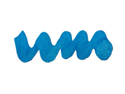 Wavy blue line on a white background. Diamine Skyline Forever Ink fountain pen ink colour swatch.