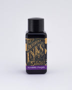 Diamine Scribble Purple fountain pen ink bottle and packaging on a white background.