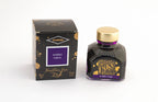 Diamine Scribble Purple fountain pen ink bottle and packaging on a white background.
