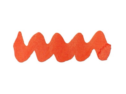 Wavy orange line on a white background. Diamine Tiger Lily Forever Ink fountain pen ink colour swatch.