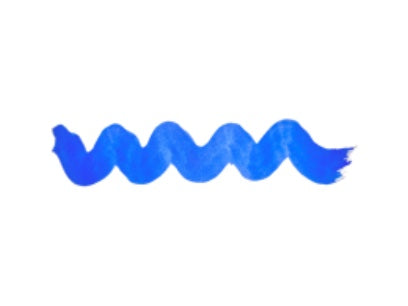 Wavy blue line on a white background. Diamine Ultramarine calligraphy and drawing ink colour swatch.