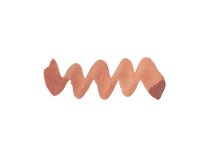 Wavy pink line on a white background. Diamine Wilted Rose fountain pen ink colour swatch.