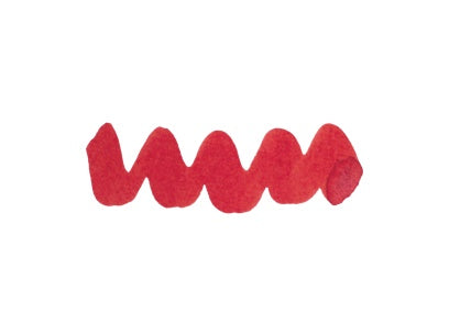 Wavy red line on a white background. Diamine Winterberry fountain pen ink colour swatch.