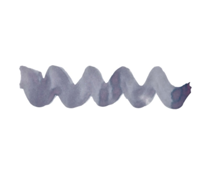 Wavy grey line on a white background. Diamine Lady Grey fountain pen ink colour swatch.